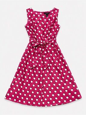 Talbots Hot Pink and White Polka Dot Dress